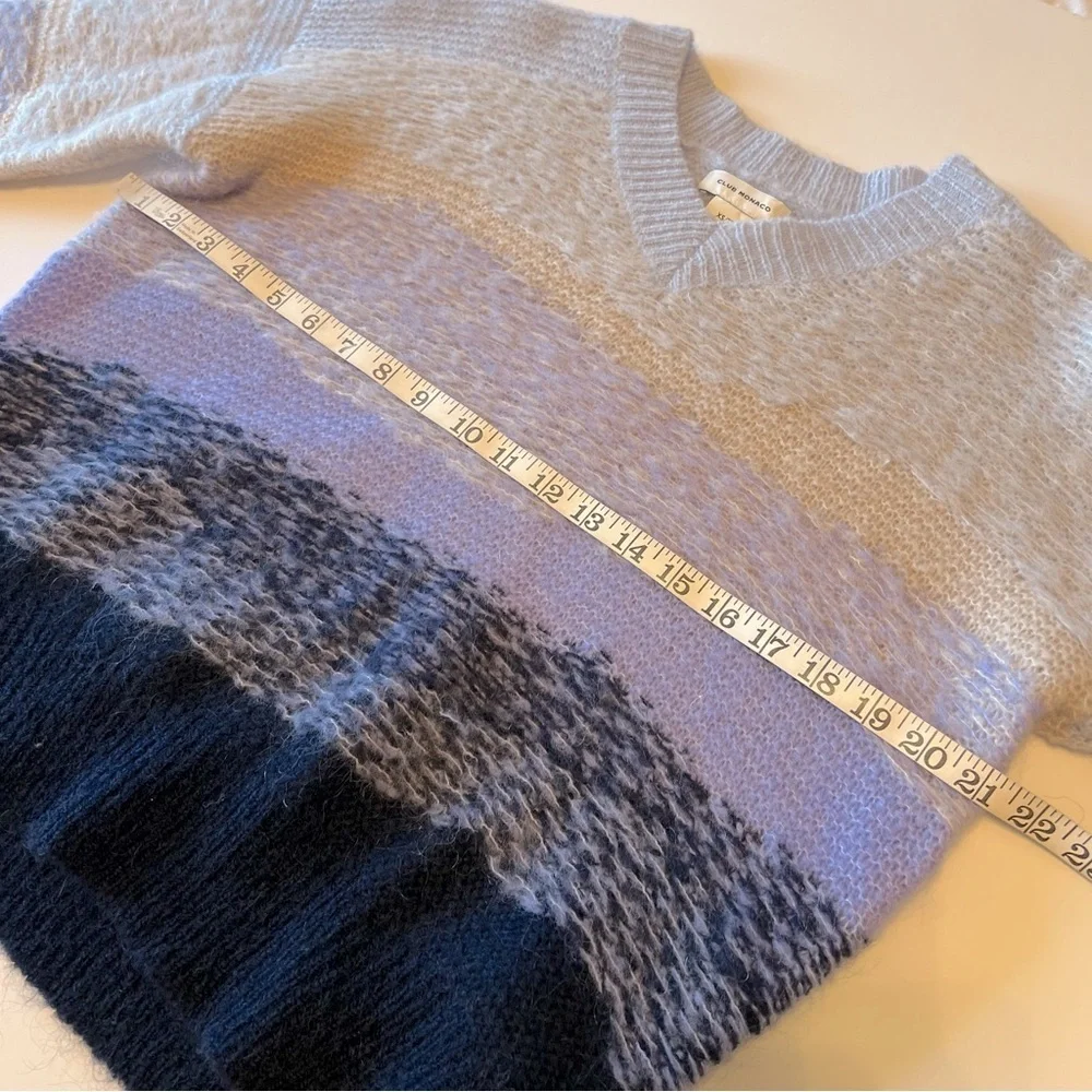 NEW Club Monaco chunky mohair pullover sweater, lavender and navy, Oversized XS - Picture 4 of 11